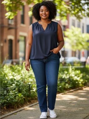 LOFT Navy Sleeveless V-Neck Tank Top